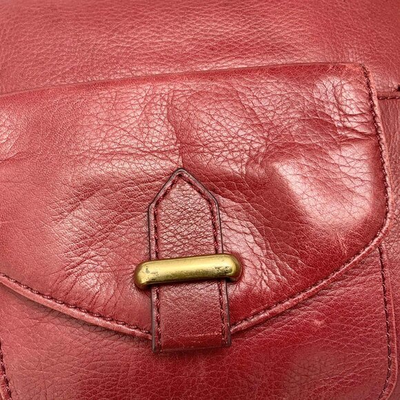 Fossil Red Pebbled Leather Shoulder Bag with Gold Hardware & Pockets - Picture 9 of 9